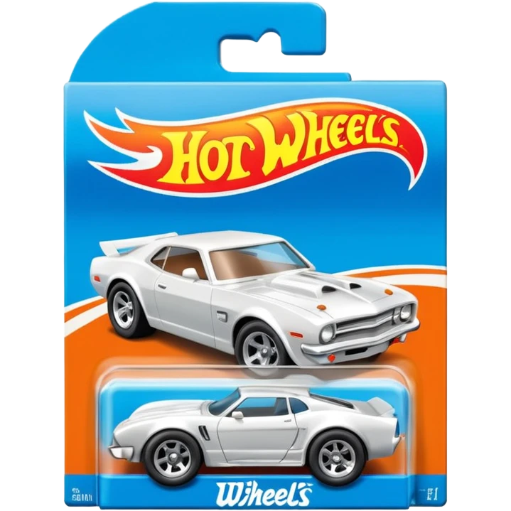 Машинка HotWheels белого цвета в классической упаковке HotWheels. emoji