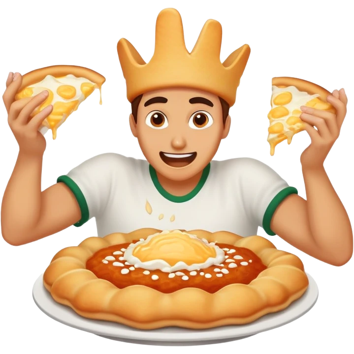 hand smashing a cheesy Hungarian lángos, playful and bold emoji