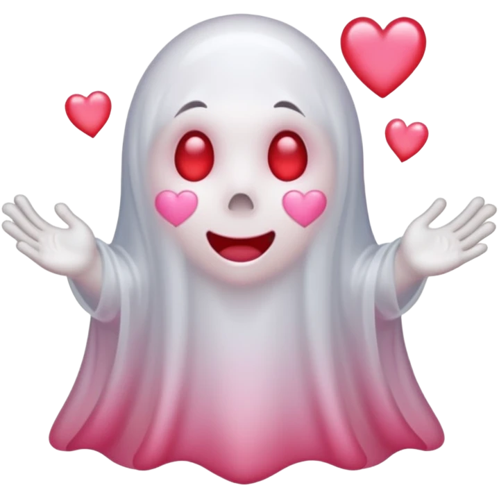 Ghost w/ hearts emoji