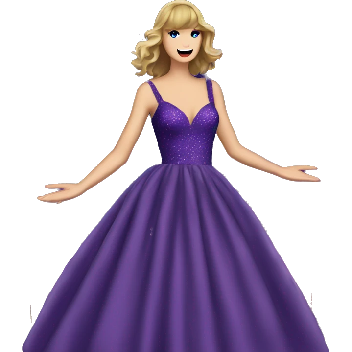 taylor swift speak now long puffy purple dress  with background fireworks  emoji