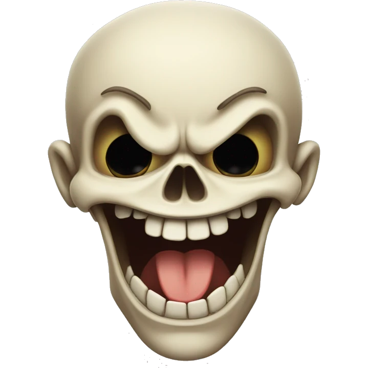 animated skull laughing with slight eye movement, devilish lokk emoji