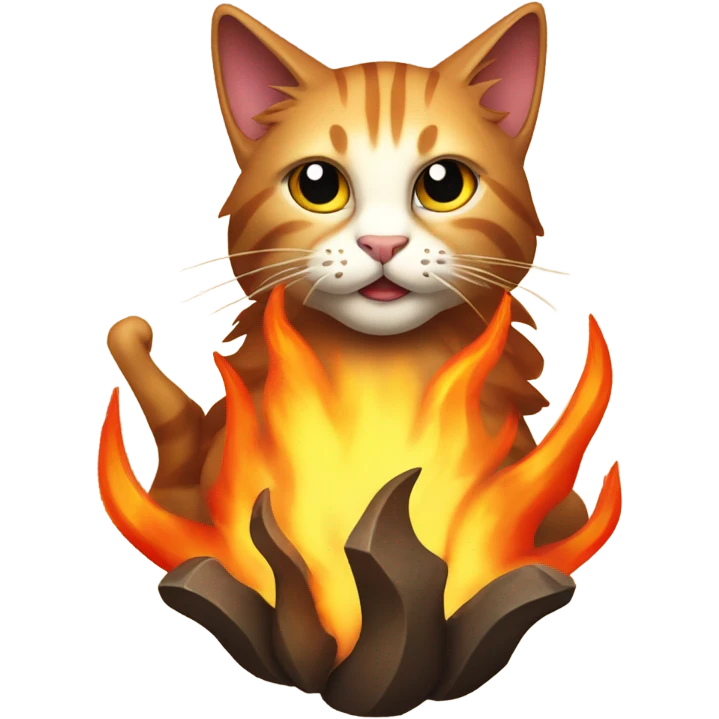 cat with fire emoji