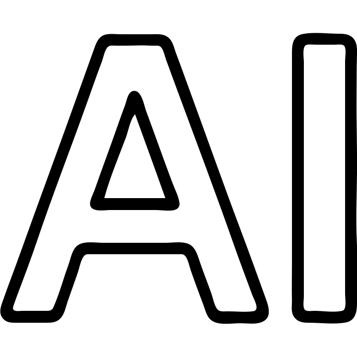 letters 'AI' in a minimalist, black and white outline style, clean and simple emoji