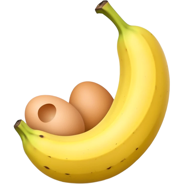 A banana standing between two eggs emoji