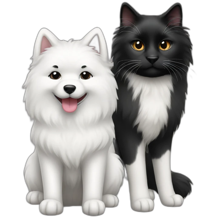 samoyed and black ragdoll cat emoji