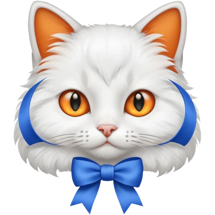 cat with blue ribbon emoji