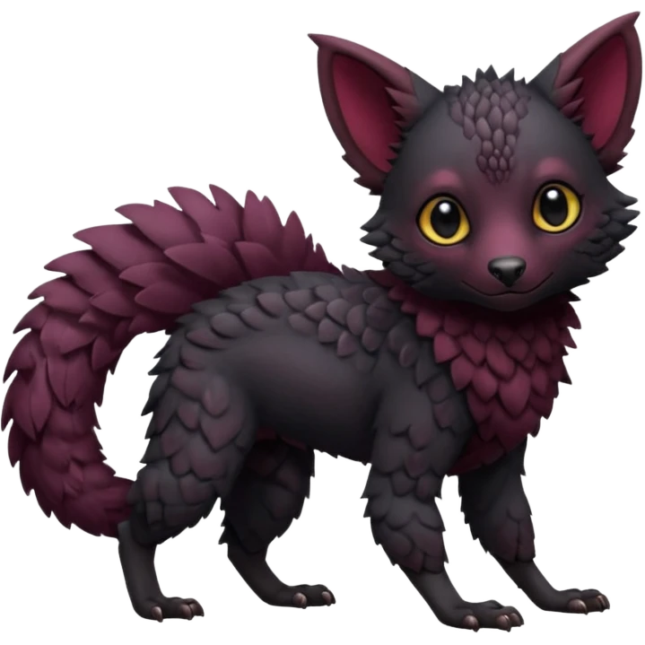 Cute cool realistic black Trico-hybrid-creature dark burgundy (full body) emoji