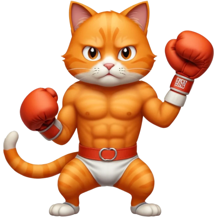 Gato naranja boxeando emoji