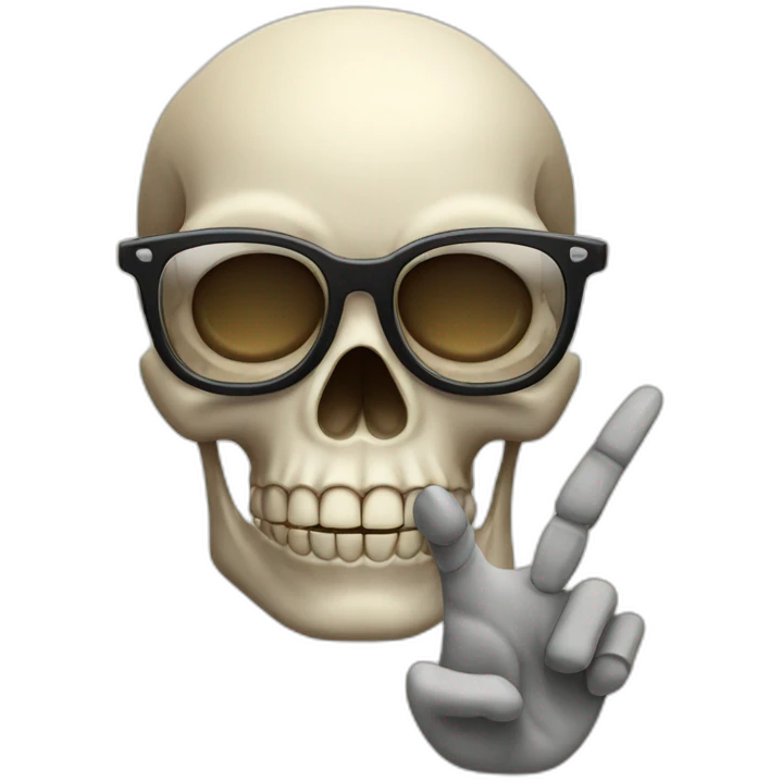 skull with glasses one finger up emoji