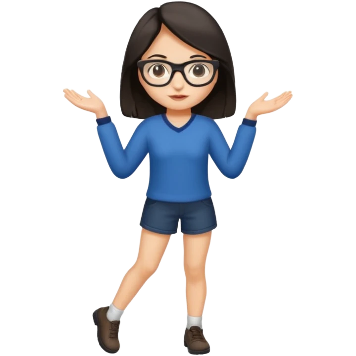 Naked girl with glasses and dark shoulder-length hair with legs spread  emoji