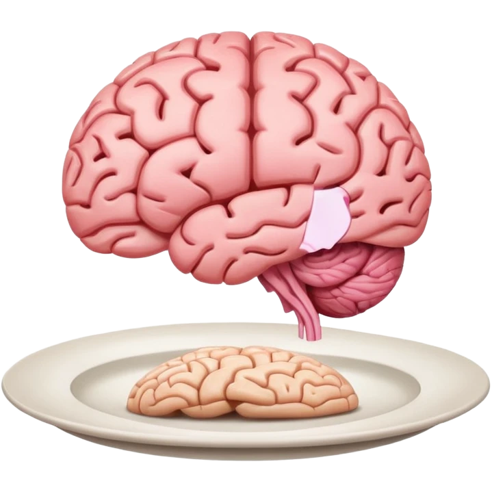 Brain on a plate next to head  emoji