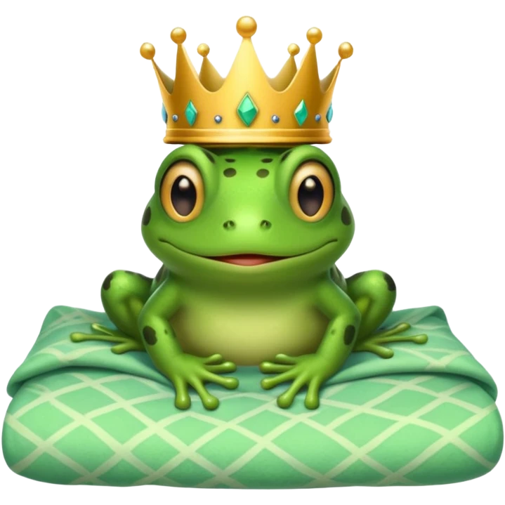 Frog with crown in bed emoji