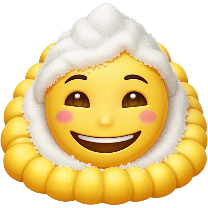 Smile emoji with a pile of salt infront emoji