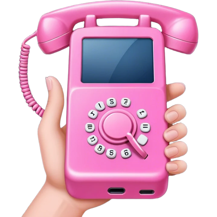 A hand holding a pink phone 16 pro emoji