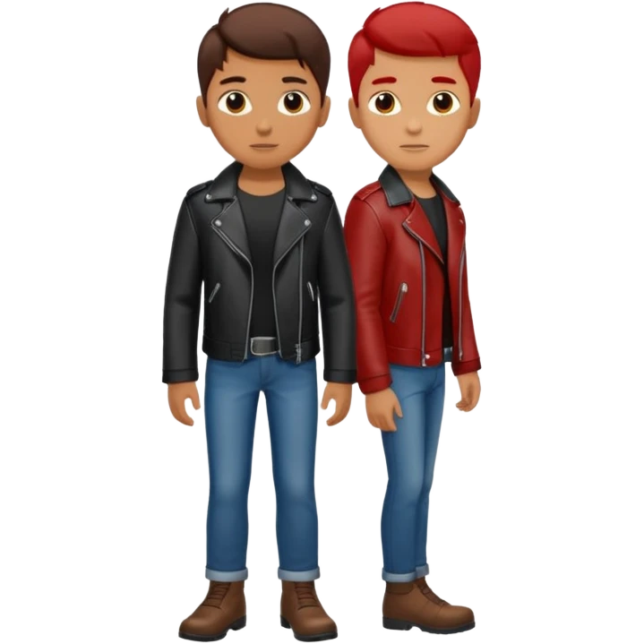 Boy in leather jocket, full body, different colors leather jocket, close up emoji
