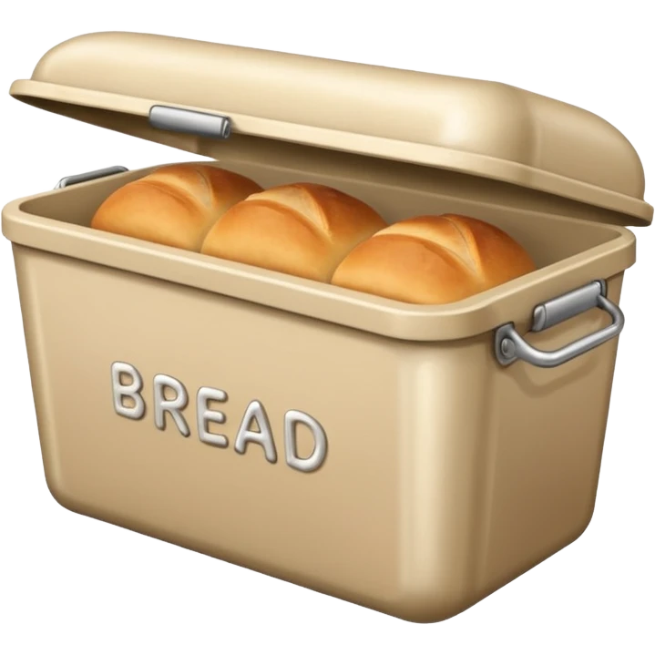 Beige metal container with the word “bread” on it  emoji