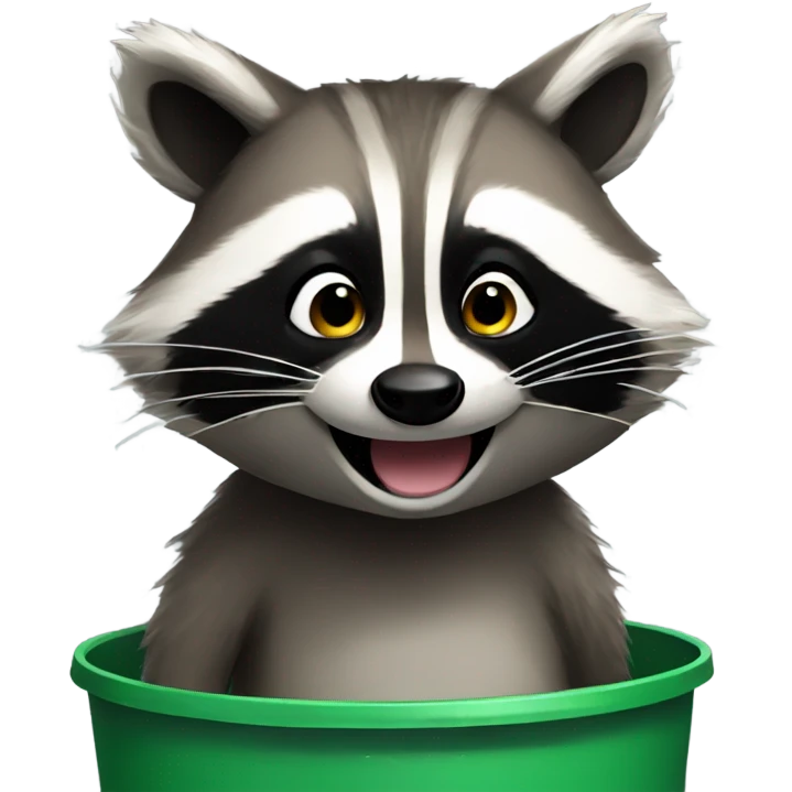 Raccoon smiling in trash emoji