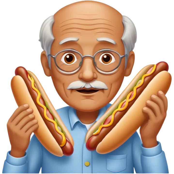 A old man with a hot dog emoji