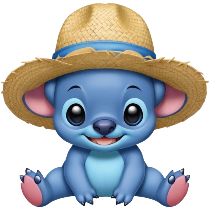 stitch with a straw hat in one piece style emoji