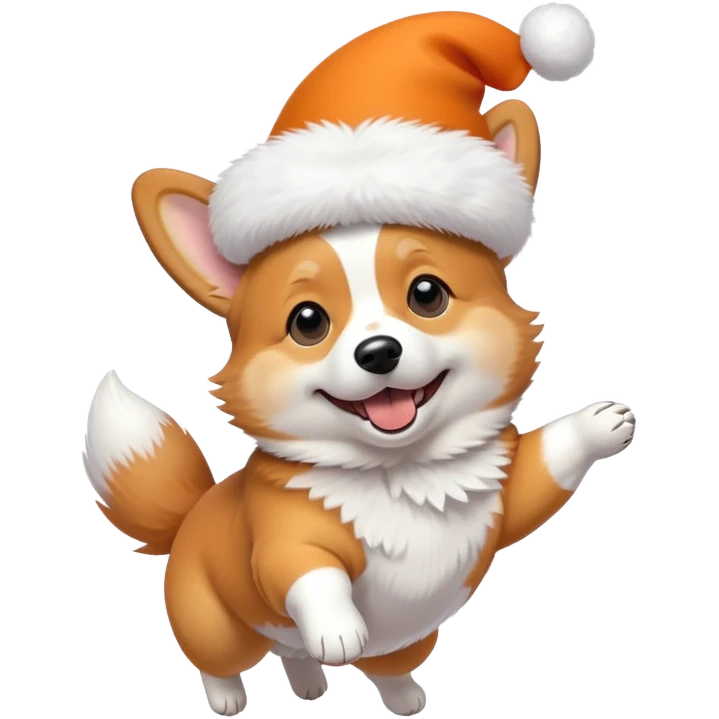 jumping corgi wearing a cute hat emoji