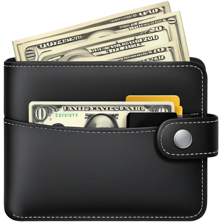 A wallet with money and financial bills, representing financial contribution emoji