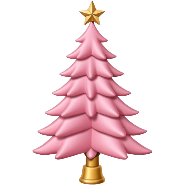pastel pink christmas tree with red ornaments and star on top emoji