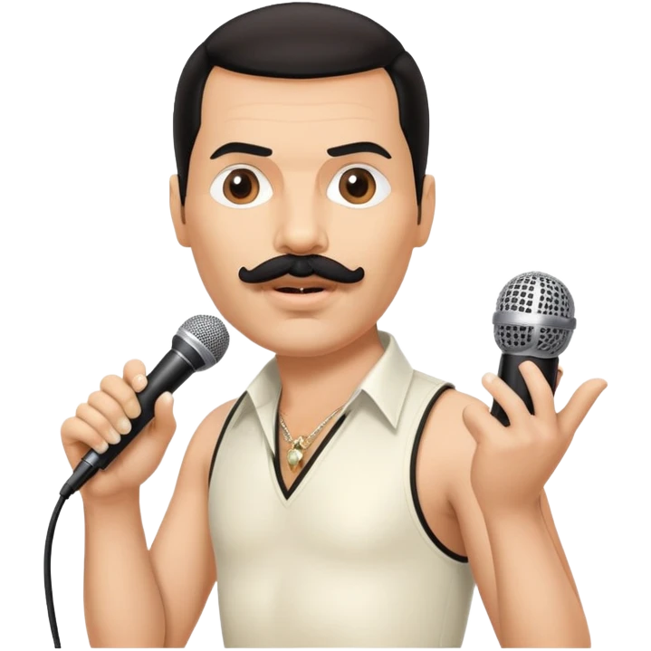 Freddie Mercury with mustache and microphone in iconic pose emoji