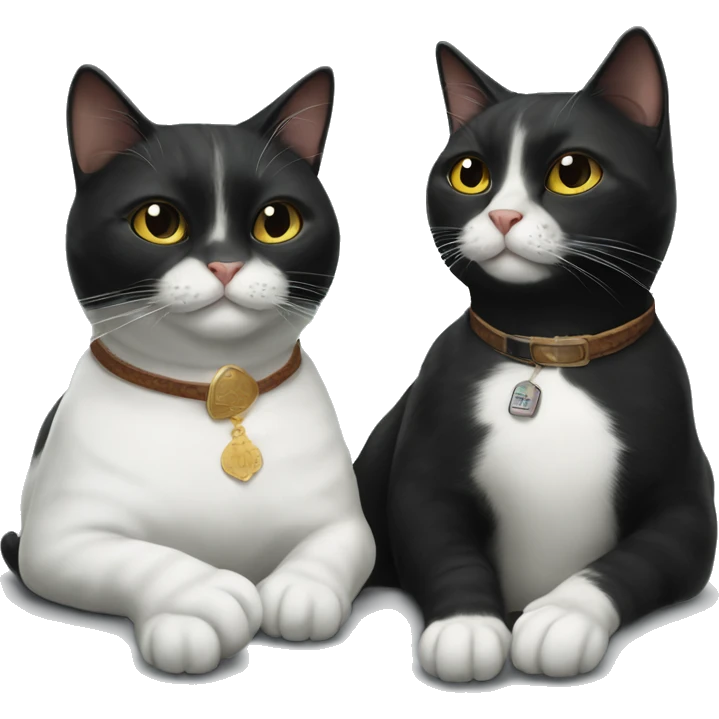 black cat and white tabby cat sitting next to each other smoking a cigar emoji