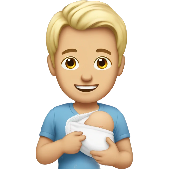 blonde dad changes diaper to baby emoji