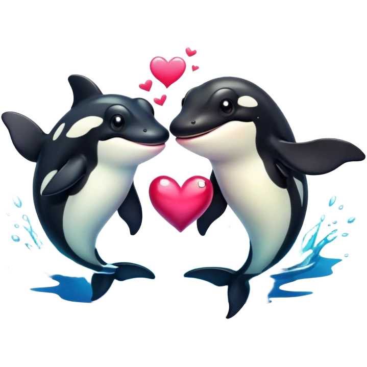 Frog and orca in love  emoji