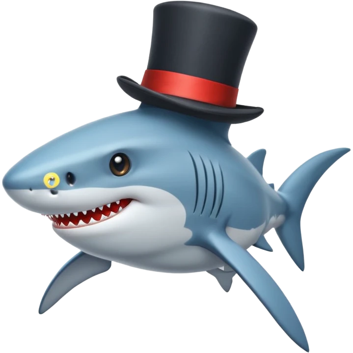 Shark with a top hat emoji
