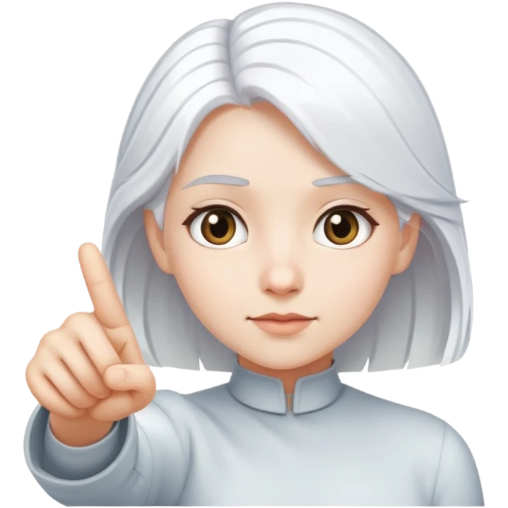 Girl white hair pointing to self emoji