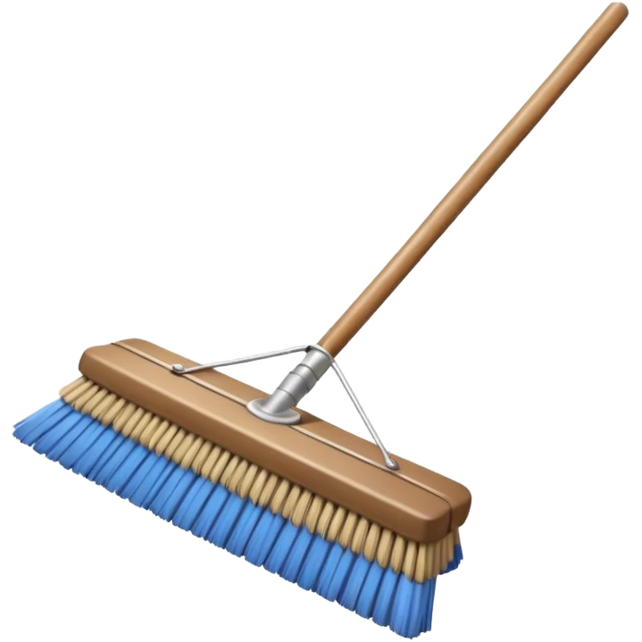 traditional broom with wooden handle on a dusty carpet, straw bristles sweeping visible dust clouds, old-fashioned cleaning tool, vintage household style, 3D cartoon, mobile game icon style, centered composition, no people, no animals, no text, no watermark emoji