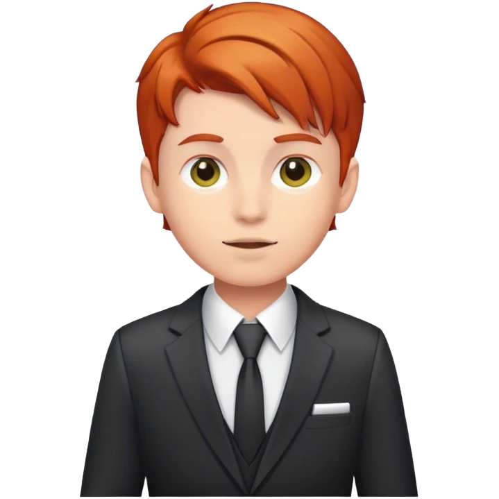 Redhead programmer boy wearing a suit emoji