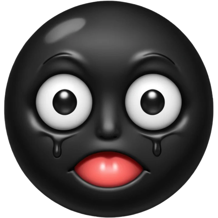 an black melting face with no eyebrows and mouth and just an 1 eye (The Face Needs to Be A Litelar Black Ball) emoji