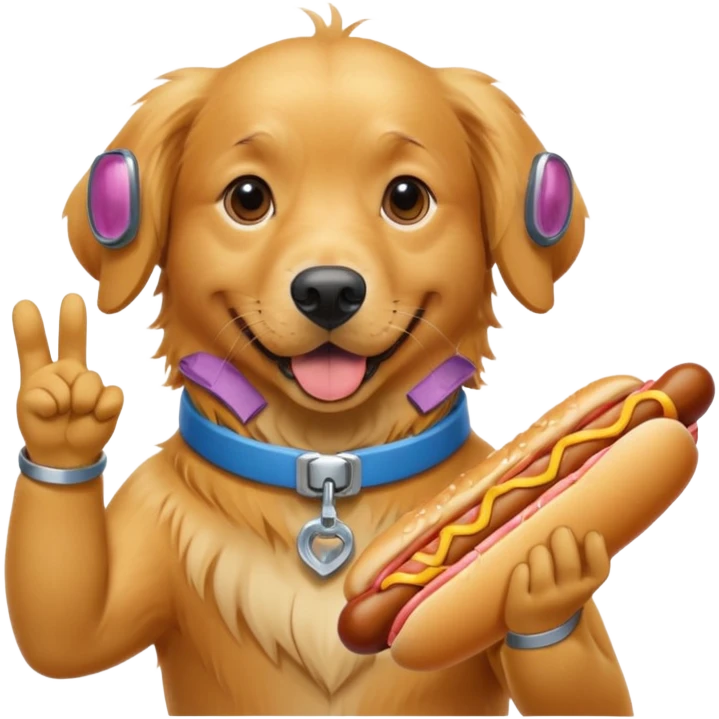A dog flipping me off with a hotdog Cousteau emoji