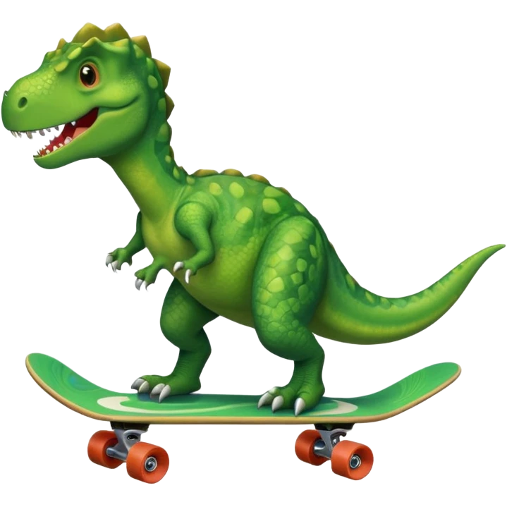 Dinosaur on a skateboard emoji