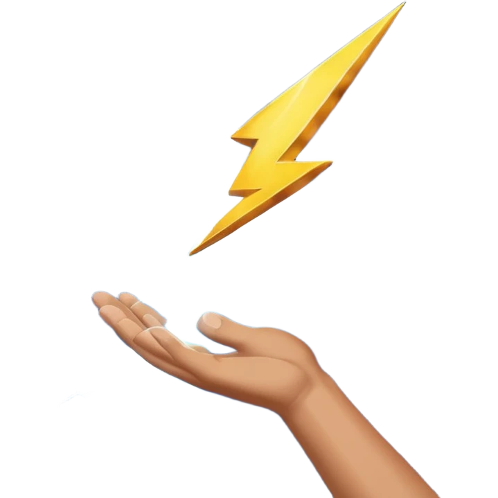 Hand catching a lightning bolt mid-air emoji