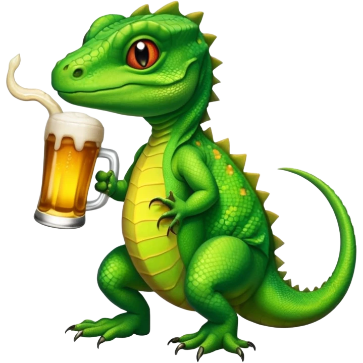 Lizard with a beer emoji