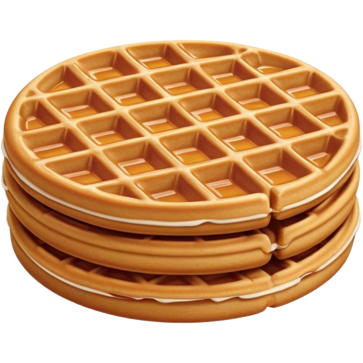 Cinematic Realistic Stroopwafel Dessert Emoji, depicted as a delicate caramel-filled waffle cookie rendered with crisp textures and warm, inviting lighting. emoji