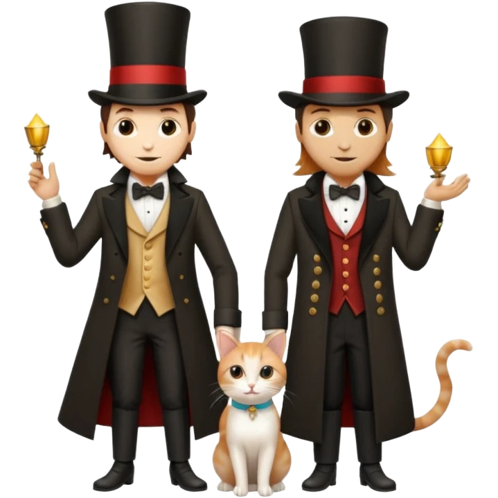 magician couple and their pet cat emoji