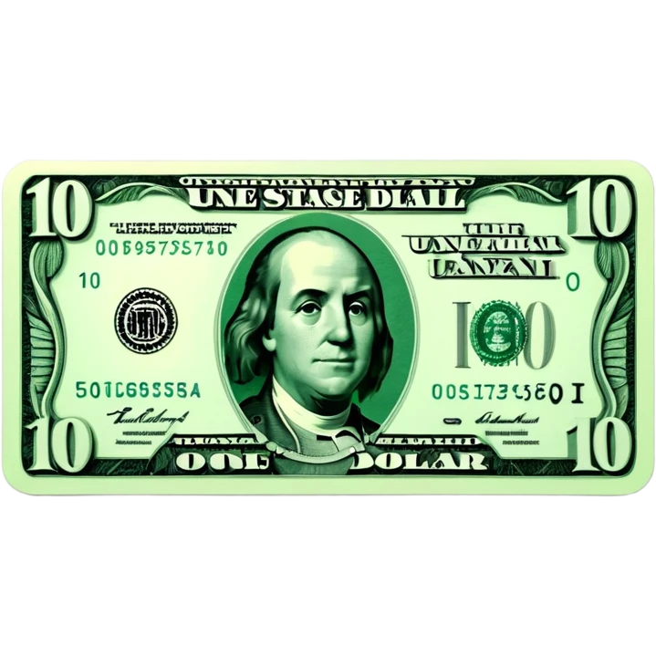 3D realistic US 100 dollar bill sticker, slight perspective, centered, clean cutout, transparent background, no text, no watermark emoji