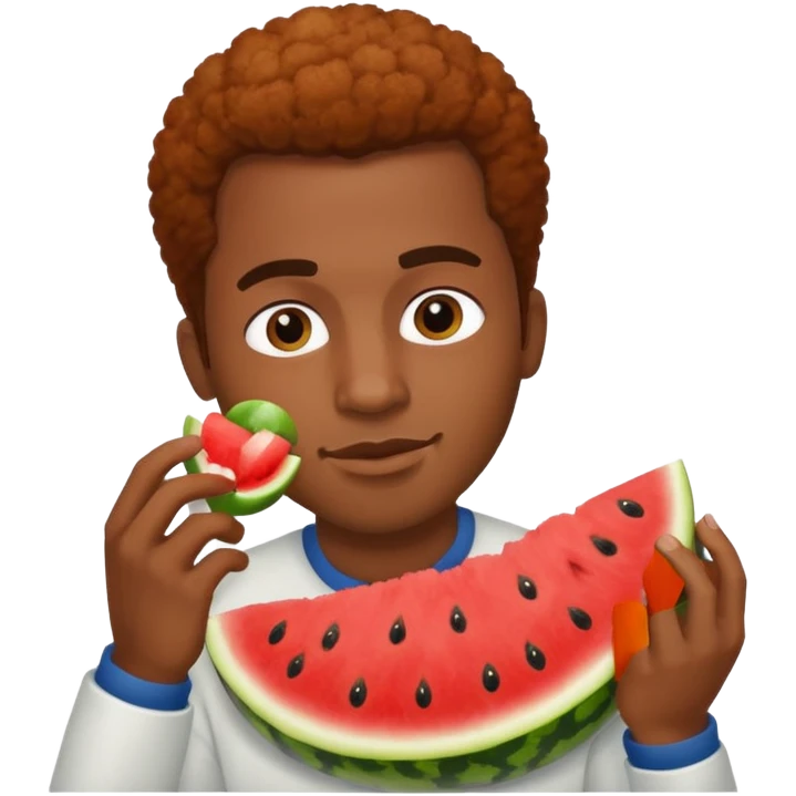 black man eating watermelon and chicken emoji