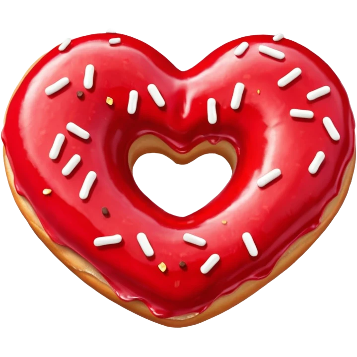 Realistic isolated heart shaped donut with red frosting. emoji