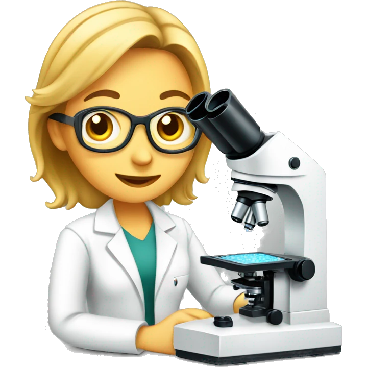 female research scientist working with microscope emoji | AI Emoji ...
