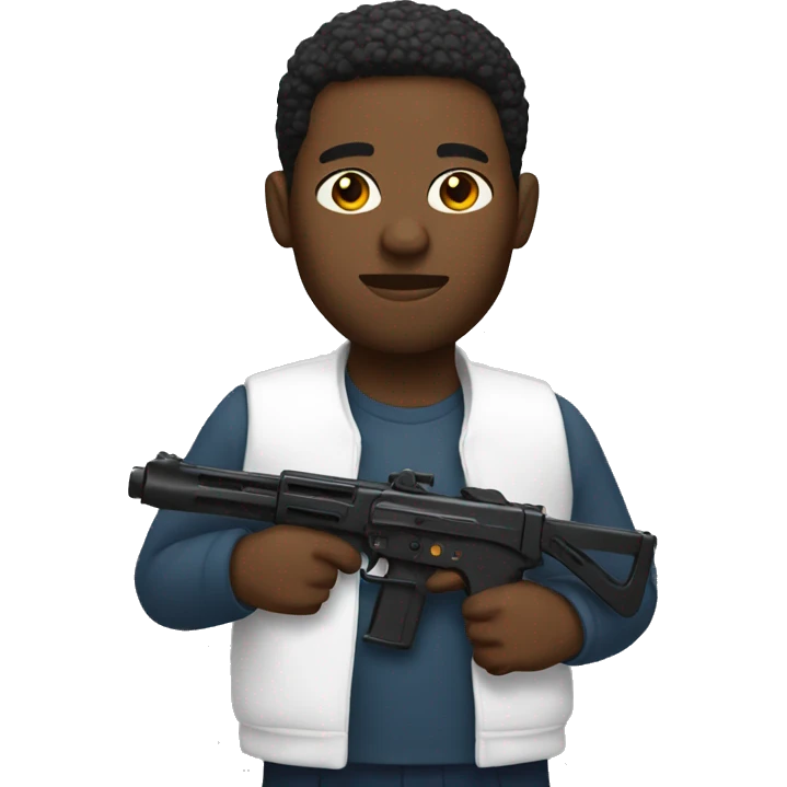 a black man is holding a white uzi emoji