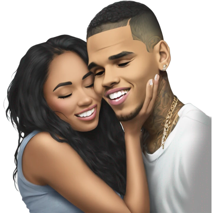 Hyper Realistic Chris Brown  Karruche Tran romantic photo  emoji