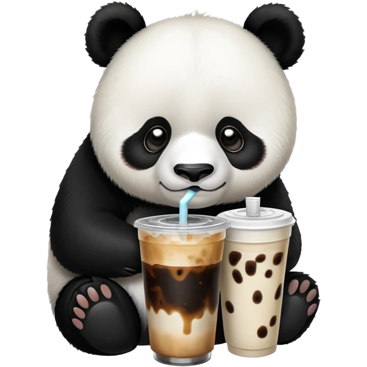 Sad panda drinking ice coffee  emoji