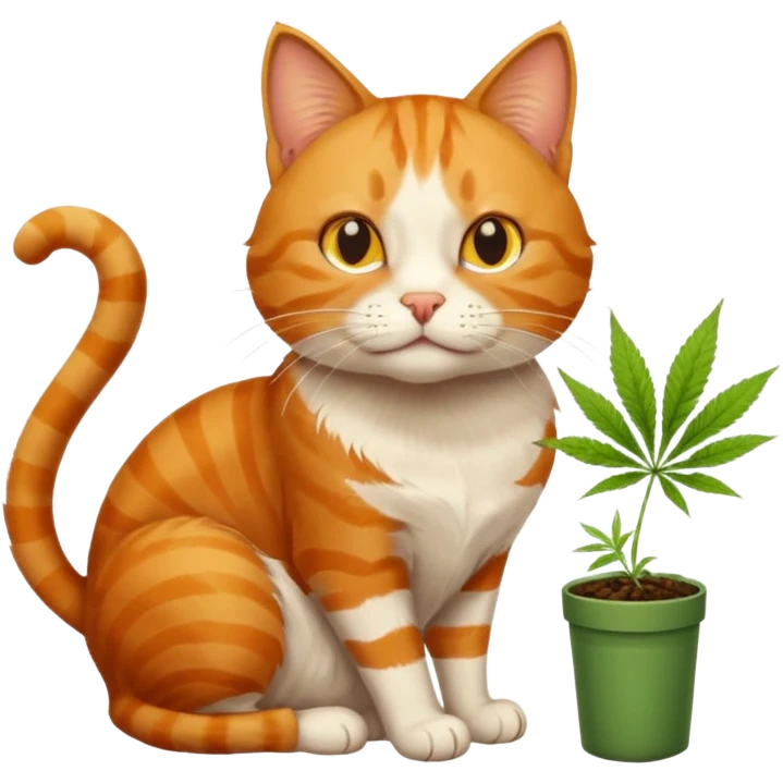 Cat high with a joint of weed  emoji