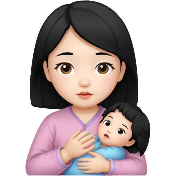 korean black hairbaby girl emoji